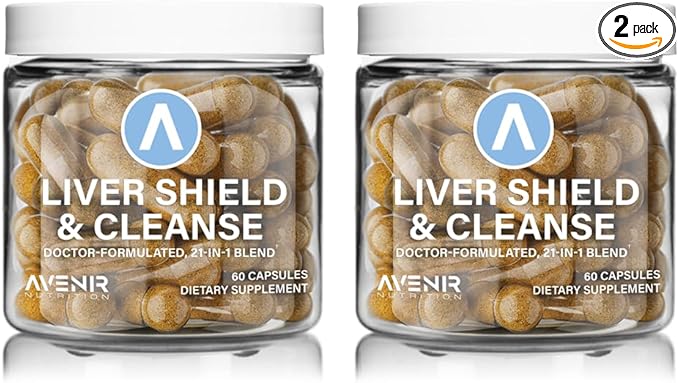 Avenir Nutrition Liver Shield & Cleanse | Herbal Liver Cleanse Detox & Repair Supplement | Milk Thistle & Artichoke Extract Supplements | Fatty Liver & Health Support | 120 Capsules for Men and Women