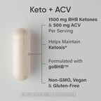 Sports Research® Keto Plus ACV Capsules - Diet Support with 500mg of Apple Cider Vinegar & 1500mg goBHB® Exogenous Ketones - Gluten Free & Keto Certified - 120 Veggie Capsules