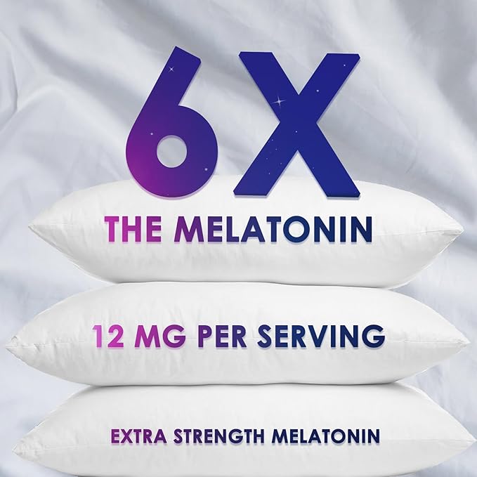 Sleep Gummies with Melatonin 12 mg Per Serving - Extra Strength Sleep Vitamin Gummy, Natural Melatonin Gummy, Occasional Sleep Support Supplement for Adults, Vegan, Gomitas para Dormir - 60 Gummies