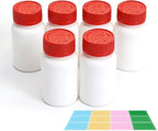 6 Pack 5oz Travel Pill Bottles - White Food Grade Plastic with Screw Caps & Labels, Small Pill Organizer for Pills, Vitamins, Capsules