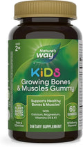 Nature's Way Kids Growing Bones & Muscles Gummy, Supports Healthy Bones & Muscles*, Calcium, Magnesium, Vitamins D3 & K1, Ages 2+, Wildberry, 60 Gummies