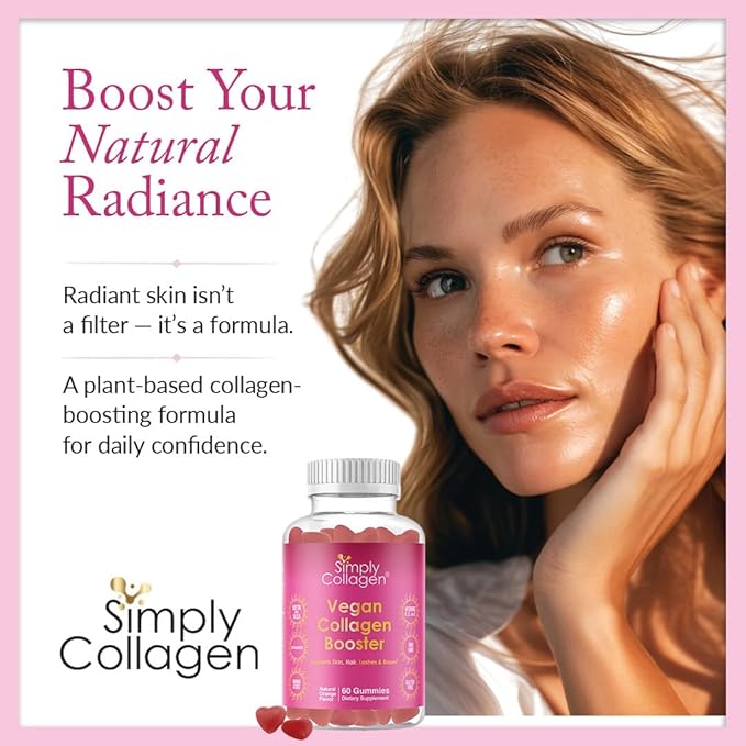 Simply Collagen® Vegan Collagen Gummies for Women & Men – Plant Based Collagen with Biotin, Vitamins A, C & E – Collagen Booster for Skin, Hair, Nails & Lashes