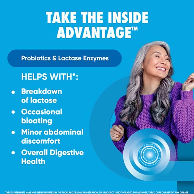 Digestive Advantage Lactose Defense Enzymes + Probiotics for Women & Men Occasional Bloating, Lactose Breakdown, Minor Abdominal Discomfort, Immune Support, 96 Count Capsules (4 Pack)