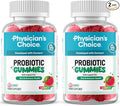 Physician’s Choice Probiotic Gummies with Vitamin D & Prebiotic Fiber - Sugar Free - 1B CFUs of Clinically Studied Probiotic - Supports Immune & Gut Health for Adults - Watermelon Flavor - 90CT 2-pack