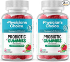 Physician’s Choice Probiotic Gummies with Vitamin D & Prebiotic Fiber - Sugar Free - 1B CFUs of Clinically Studied Probiotic - Supports Immune & Gut Health for Adults - Watermelon Flavor - 90CT 2-pack