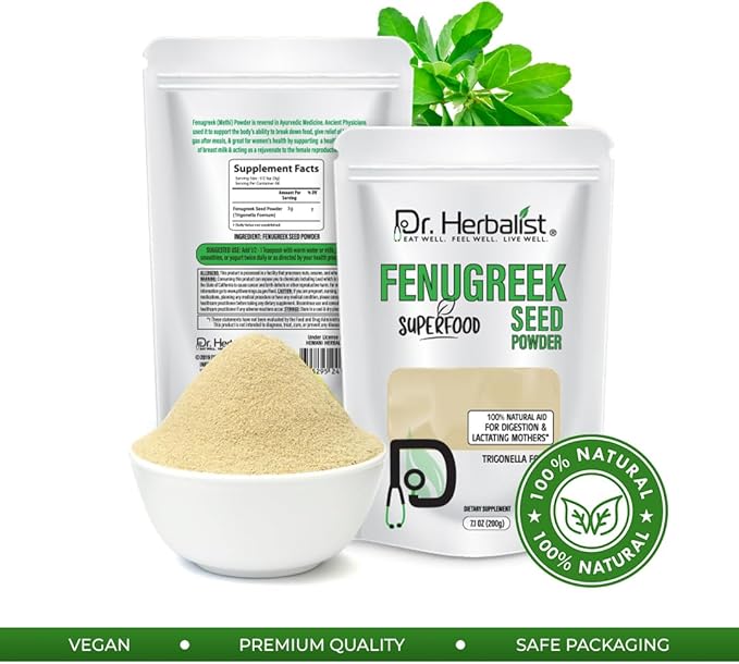 Dr. HERBALIST Fenugreek Powder 7.1 OZ (200g) - 100% Natural & Herbal Supplement - Methi Seeds Powder - Nutritive & Digestive Aid