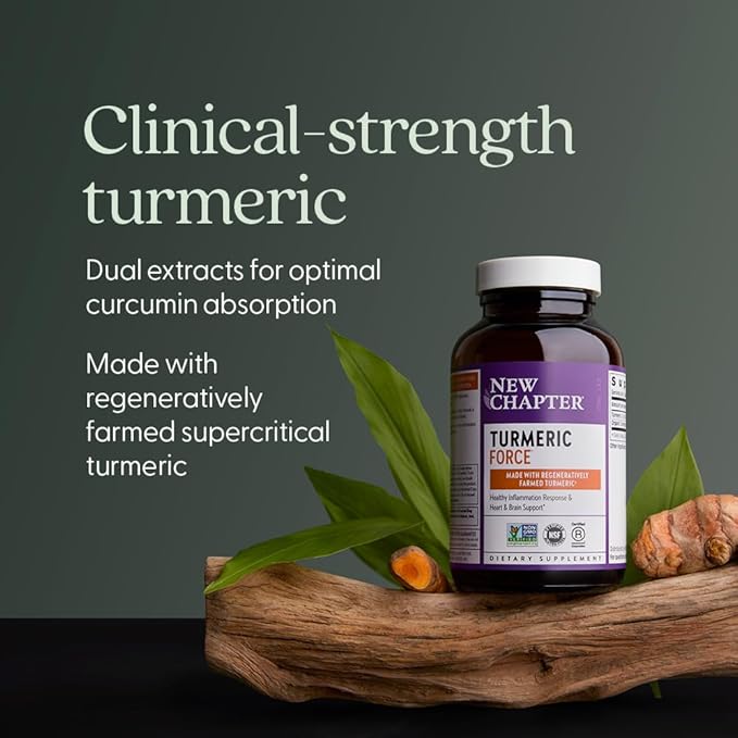 New Chapter Turmeric Supplement, One Daily, Heart, Brain & Healthy Inflammation Support, Supercritical Turmeric Curcumin Means No Black Pepper Needed, Non-GMO, Gluten Free – 120 Count (4 Month Supply)