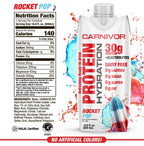 MuscleMeds Carnivor Protein Hydration RTD, Ready to Drink, Lactose Free, Sugar Free, 30g Isolate Protein, Halal Certified, Rocket Pop, 16.9 Fl Oz (Pack of 12)