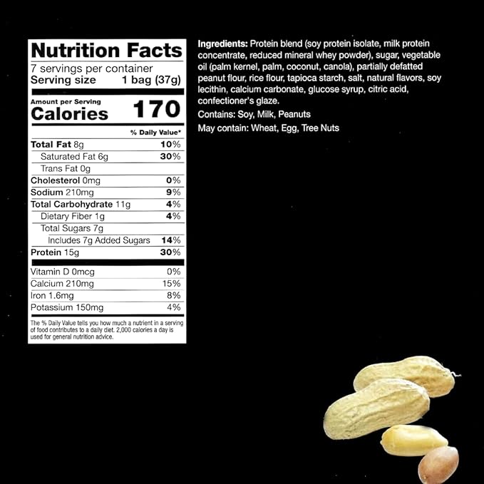 ProtiWise High Protein Soy Snacks | Peanut & Caramel Coated | 15g Protein, Low Sugar, Low-Carb | Gluten Free, KETO Friendly Snack for Hunger Control & Energy Boost | 7/Box
