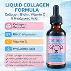 Liquid Collagen for Dogs & Cats – Grass-Fed Collagen Peptides with Biotin, Vitamin C & Hyaluronic Acid, Supports Skin & Coat Health