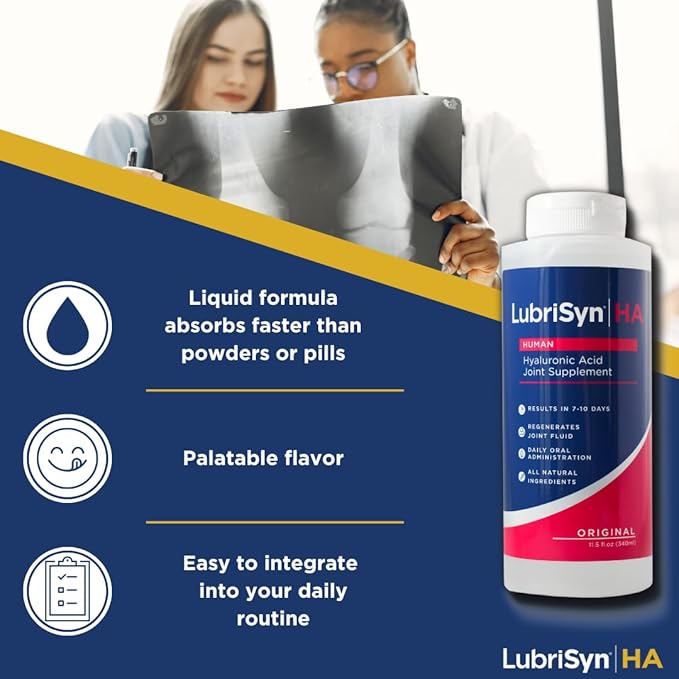 Lubrisyn Hyaluronic Acid Oral Joint Supplement – Liquid HA Formula for Humans – Promotes Joint Support, Mobility, Flexibility, Hydration & Healthy Function for Men & Women – Original 11.5oz