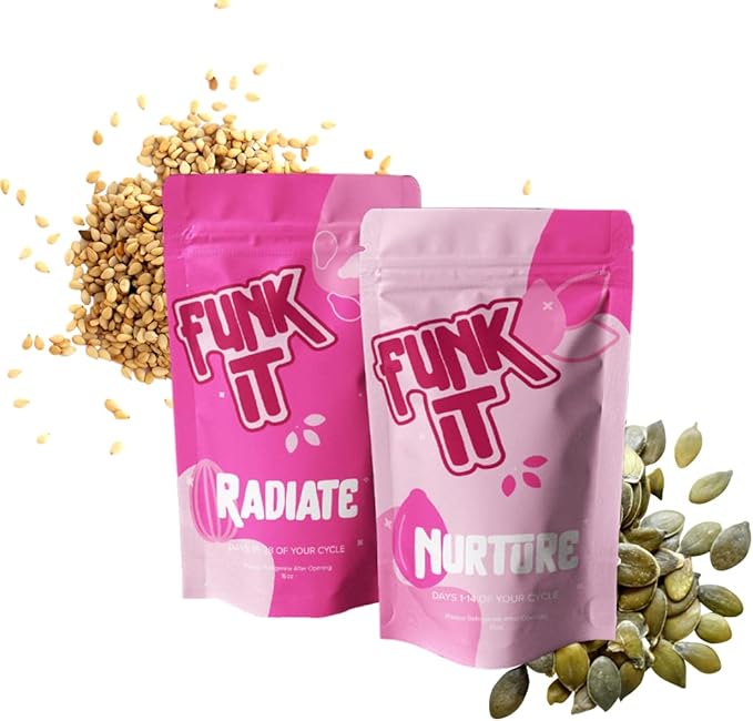 Funk It Wellness Seed Cycling Kit | Organic Seed Cycling for Women | Monthly Supply | Plant-Based Seeds with Pumpkin, Flax, Sesame, and Sunflower for Hormone and Cycle Support | Pre-Ground | 2 Blends