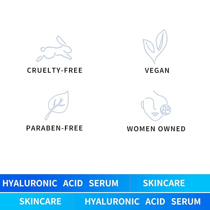 Hyaluronic Acid Serum for Face, Brightening Serum - Even Skin Tone&100% Pure Anti Aging, Intense Hydrating Moisturizer, Non-Greasy, Paraben-Free, Water-Based Skincare for All Skin Types (2 Oz)