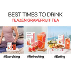 TEAZEN Grapefruit Tea Powder, Sugar Free, Hibiscus and Green Tea, Powdered Mix Beverage from Korea, On-the-Go 10 Packets, 1.76oz