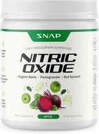 Snap Supplements Organic Beet Root Powder Nitric Oxide Supplement for Men & Women, Red Spinach & Pomegranate, Supports Healthy Energy & Blood Pressure Already in Normal Range, 30 Servings, Apple