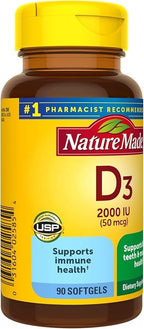 Nature Made Vitamin D3 2000 IU Liquid Softgels 90 ea (Pack of 3)