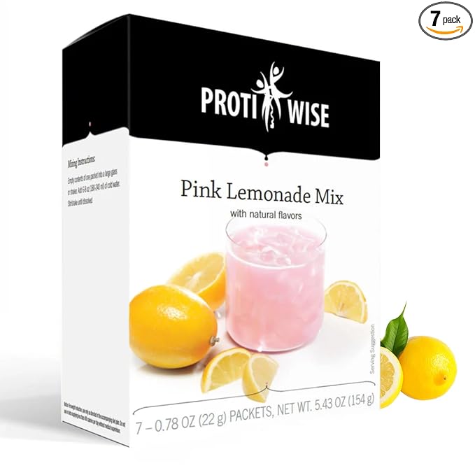 ProtiWise High Protein Diet Drink Mix | Pink Lemonade | Meal Replacement for Weight Loss and Hunger Control | 15 grams Protein, Low Calorie, Low Fat, Sugar-Free | 7/Box