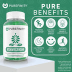 PUREFINITY Ashwagandha Gummies with Vitamin D & Zinc – Supplement for Relaxation, Calming, and Mood Support – Gluten Free, Non-GMO, Vegan, 60 Count