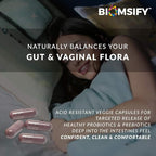 Biom Complete Feminine Balance Women's Daily Probiotics + Prebiotics with Organic Cranberry & Pomegranate with Lactobacillus crispatus, Gluten &, Dairy-Free. 30 Servings