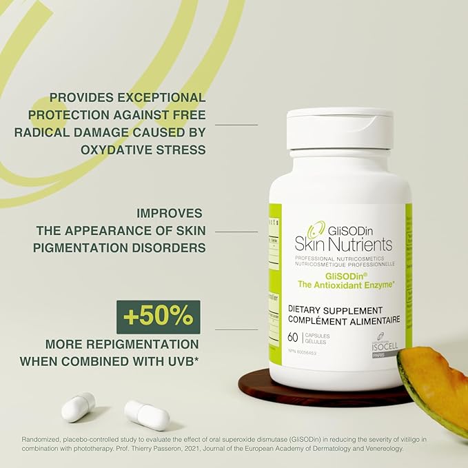 GliSODin Skin Nutrients The Antioxidant Enzyme - Reduces Oxidative Stress - 60 Capsules – 1 Month Supply