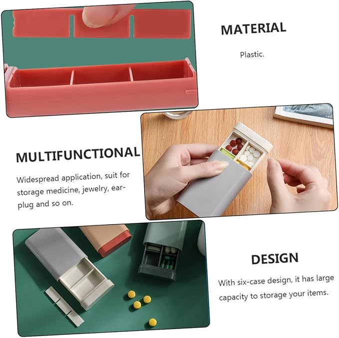 ORFOFE 4pcs Portable Vitamin Container Assorted Color Travel Cases for Daily Medication Organizer Lightweight and Durable Material for Travel and Business Use