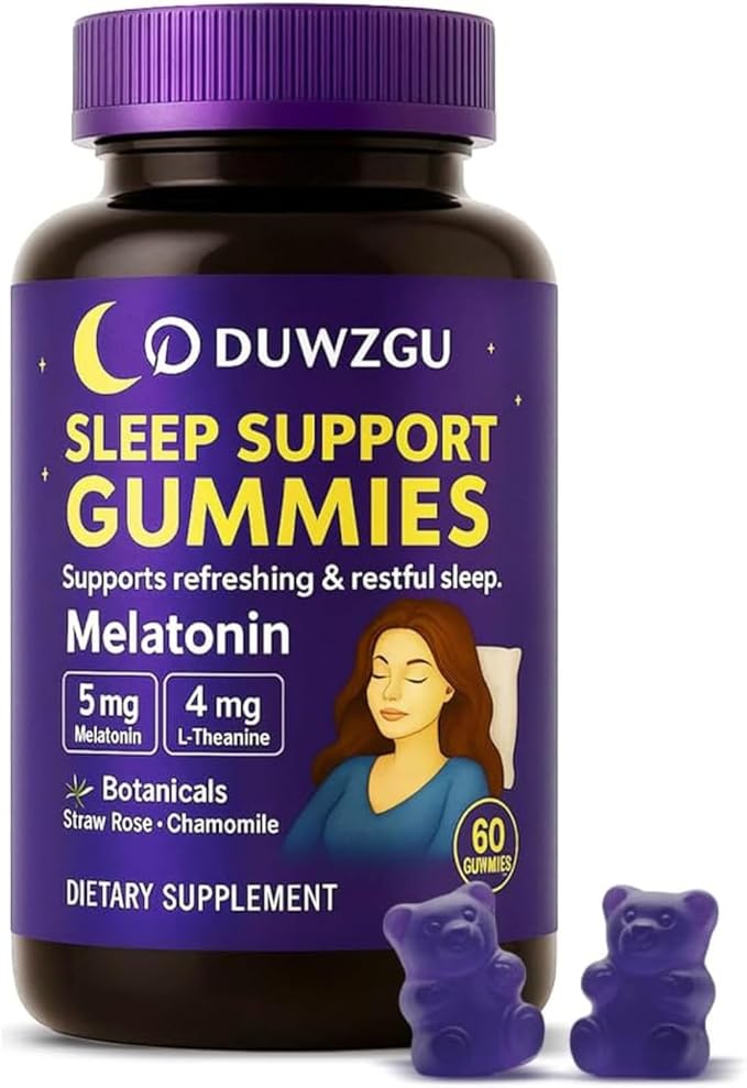 Sleep Gummies for Adults – Melatonin, L-Theanine, Chamomile & Lemon Balm – Berry Flavor – Vegan, Non-GMO – 60 Nighttime Gummies for Restful Sleep – Delicious, Gentle, Natural Support