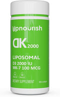 UpNourish Liposomal Vitamin D3 K2 2000 IU with K2 MK-7 100 mcg - 365 Vitamin D3 k2 (Vitamina D3 con K2) Mini Softgels with Organic Coconut Oil - Easy to Swallow K2 D3 Vitamin Supplement