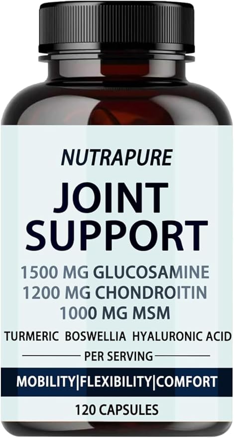 Nutrapure Joint Support - Glucosamine Chondroitin, MSM, Hyaluronic Acid & Bamboo Extract, Maintaining Joint Health - 120 Capsules