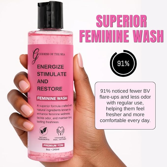 Premium Yoni Feminine Wash – pH Balance Minty Feminine Wash – Natural Ingredients Feminine Care Daily Wash Great for Odor, Discharge, Dryness, BV – 8oz Bottle