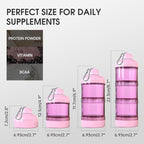 BYLWORKOUT 3-Layer Protein Powder Travel Container with Funnel and Keychain | Portable Food Storage Organizer for Gym, Fitness, Kitchen, Camping, Hiking, and Travel (Pink)