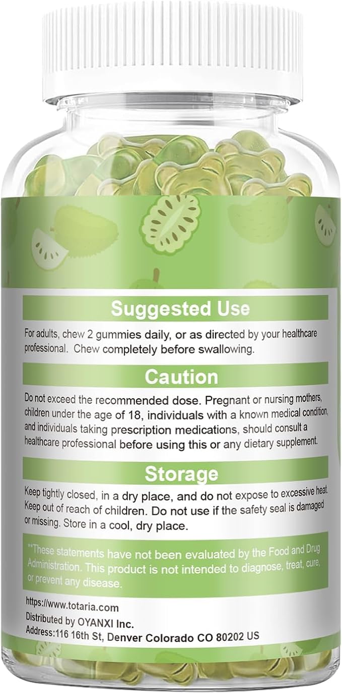 Totaria (2 Packs) Sugar Free Soursop Oil Graviola Sea Moss Gummies - Support Digestive Sleep Skin Health, Immunity & Antioxidant - Guanabana Fruit with Sea Moss, 150mg Black Seed Oil Non-GMO Vegan