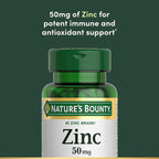 Nature’s Bounty Zinc 50mg Immune System, Skin, & Antioxidant Health Support Contributes to DNA Formation Vegetarian, Non-GMO, Gluten Free | 100 Caplets, 1 Serving Per Day for Daily Health (Pack of 3)