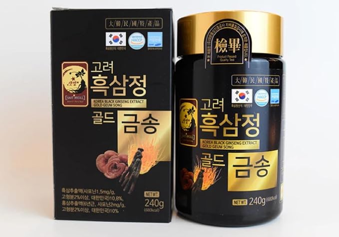 1 Pack - Black Ginseng 6 Years Old with Cordyceps and Reishi Extract - Cao Hac Sam Ket Hop Linh Chi va Dong Trung Ha Thao - 240g per Bottle - Made in Korea
