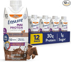 Ensure Max Protein Shake | Milk Chocolate with Caffeine | Ready to Drink | 30g Protein for Muscle Health | 1g Sugar, 4g Fiber | 11 fl oz, 12 Pack