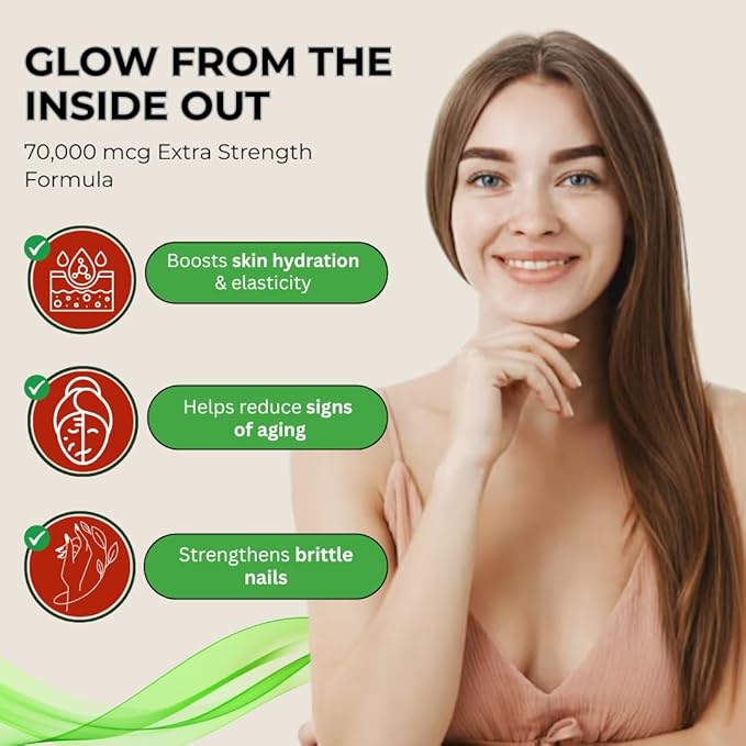 Liquid Biotin & Collagen Drops - 70000 mcg Extra Strength Biotin Drops supports Anti-Aging,Hair Growth,Glowing Skin & Nail Growth Vitamins for Women & Men. Suger free,Gluten free Non GMO Halal