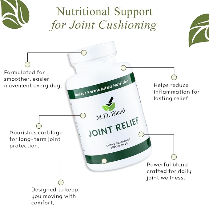 M.D. Joint - Experts Formulated Supplement - Joint Supplements for Women & Men, Knees, HIPS, Ankles, Collagen, Hydrolyzed, Glucosamine Chondroitin MSM, BioPerine, Turmeric - 120 Capsules (Pack of 3)