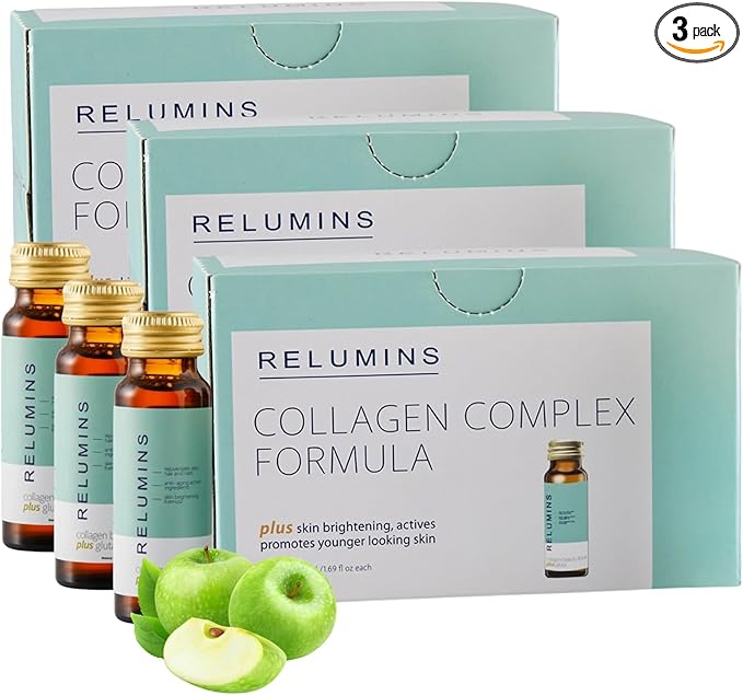 Relumins World's Most Advanced Collagen Drink - 10,000mg w/Glutathione & Antioxidants | USA's No.1 Liquid Collagen, Anti-Aging Spring Glow Essentials | Apple Flavor | Made in USA - 30 Bottles