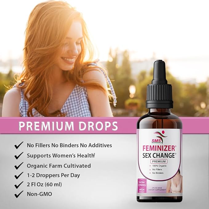 Feminizer by SMS, Pueraria Mirifica Drops for Estrogen | Premium Grade | Herbal Liquid Extract | Non-GMO, Organic, Vegan, Alcohol Free Tincture | 2 Fl Oz (60ml) | for Trans Women Ladyboy LGBT