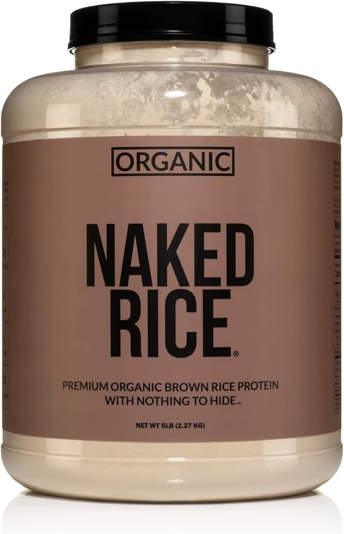 NAKED nutrition Rice - Organic Brown Rice Protein Powder - Vegan Protein Powder - 5Lb Bulk, Gmo Free, Gluten Free & Soy Free. Plant-Based Protein, No Artificial Ingredients - 76 Servings