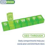 EZY DOSE Weekly (7-Day) Pill Case, Medicine Planner, Vitamin Organizer Box, Convenient and Easy to Use, X-Large Compartments, Travel Friendly, Green, BPA Free