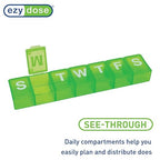 EZY DOSE Weekly (7-Day) Daily Pill Organizer, Vitamin Planner, Medicine Container, Case for Supplements and Fish Oils, Convenient and Easy to Use, Medium Compartments, Travel Friendly, Green, BPA Free