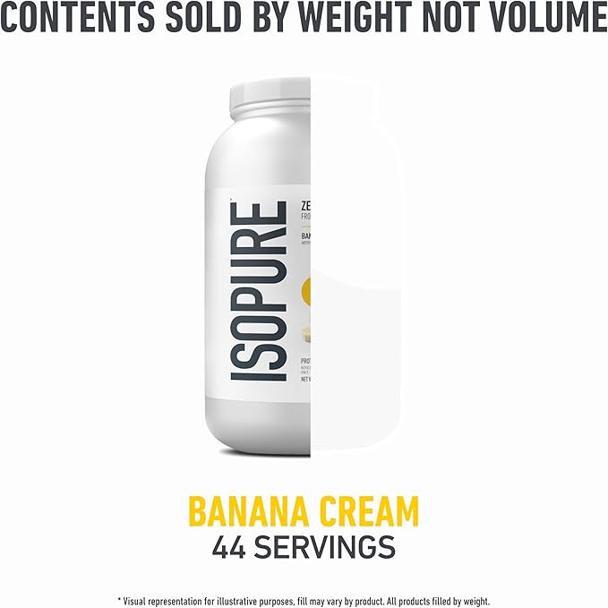 Isopure Zero Carb 100% Pure Whey Isolate Protein Powder, Gluten Free, With Vitamins, Banana Cream, 25g Protein Per Serving, 3 Lbs, 44 Servings (Packaging May Vary)