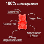Magnesium Citrate Gummies 400MG, High Absorption Magnesium Gummies for Adults, Muscle & Teeth Support, Vegan 60 Cts