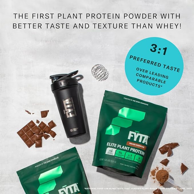 FYTA - Vanilla Protein Powder Plant Based with Better Taste & Texture Than Whey Protein - Non-GMO & Dairy Free Protein Powder Vegan for Women & Men - Caramel Vanilla 630g