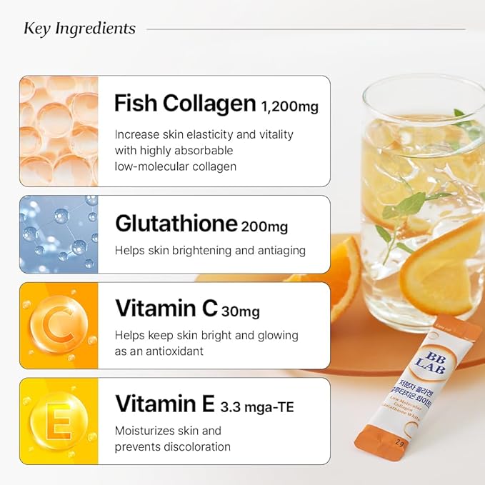 BB LAB Gift Set, Low Molecular Korean Collagen Powder Stick Supplement, Korean Marine Collagen, Fish Collagen Peptides, Vitamin C, Glycine, Fast Absorption