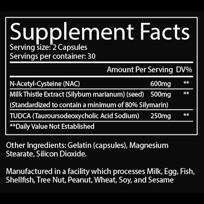 Troponin Nutrition QRF Liver Support Supplement - NAC 600mg, TUDCA & Milk Thistle Extract - Liver Cleanse Detox & Repair, Bile Flow, Glutathione Booster - 60 Capsules
