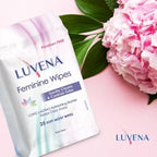 Luvena Feminine Wipes for Women — pH Balanced, Dermatologist Tested, Gentle Intimate Cleansing Cloths, Cucumber Scented, Travel Size (25 Count, 1 Pack)