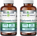 Amazing Formulas Hyaluronic Acid 100 Mg Supplement | Capsules | Non-GMO | Gluten-Free | Made in USA (2 Pack, 120 Count)