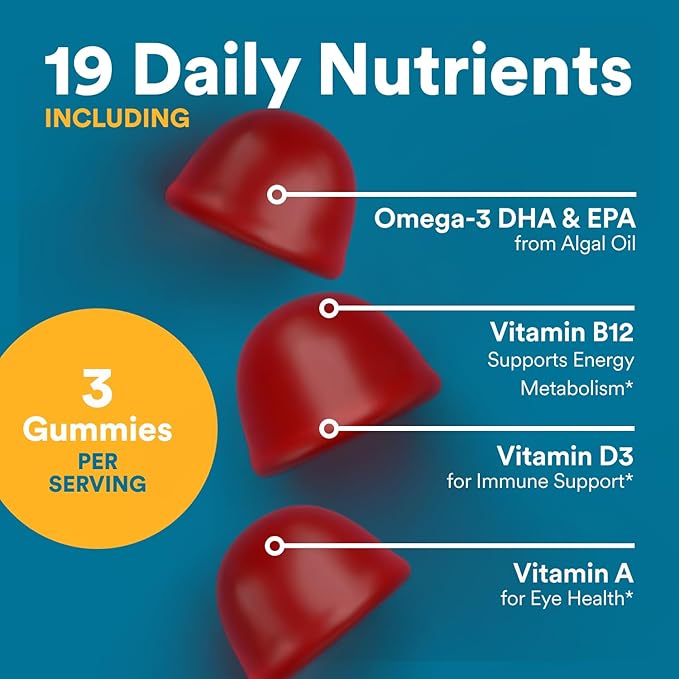 SmartyPants Men's Multivitamin Gummies with Omega 3 DHA/EPA, Methylfolate, Vitamin D3, C, B12, B6, A, K, Zinc, Raspberry Lemonade Flavor, 90 Count (30 Day Supply)