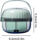 Pill Dispenser with 4 Compartments, Portable Pill Organizer Easy Supplements with Anti Mixing Wide Opening Design Vitamin Organizer Holds for Travel Office (Green 6.2x5.3cm)
